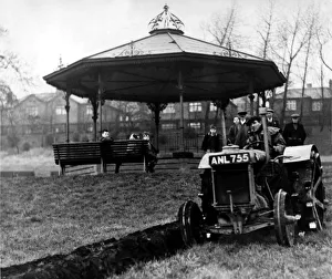 Bandstand Prints: World War Two - Second World War - A wartime tractor ploughs up the turf in Hodgkin