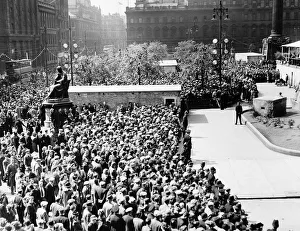 World War One Victory Day crowds in George Square Glasgow listen to Lord Provost Welsh