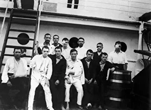 Wounded Prints: World War One wounded British soldiers on board the hospital ship Pegasus. November 1914