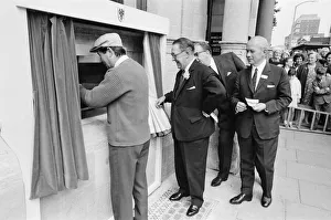 01018 Prints: The Worlds First ATM, Cash Machine is unveiled at Barclays Bank, in Enfield, Middlesex