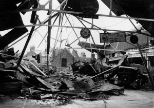 The wreckage of the Britannia Garage, Bridlington 20th August 1940
