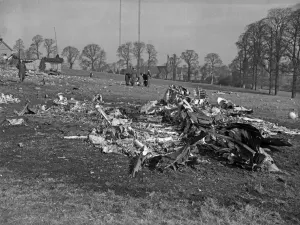 Wreckage Prints: The wreckage of a Junkers Ju 88 F1+BT Wk Nr 7188 of III / KG 76 at Wychbold