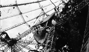 The wreckage of Zeppelin airship L48 seen here at Holly Tree Farm, Theberton