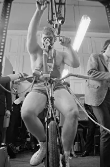 Wrestler Richard Barraclough seen here being put through his paces by Eric Roberts