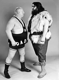 Wrestler Shirley Crabtree alias Big Daddy faces up to fellow British wrestler Martin