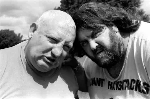 Wrestler Shirley Crabtree alias Big Daddy with fellow British wrestler Martin Ruane