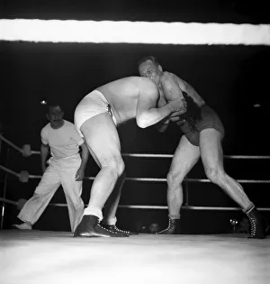 Wrestling at Harringay Jack Doyle in the first bout of his new career