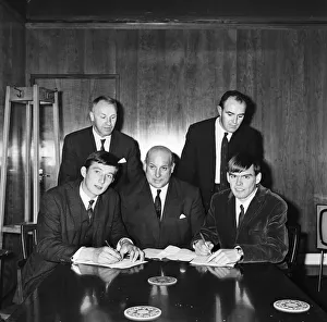 Men Only Prints: Wrexham full backs Stuart Mason and Peter Wall sign for Liverpool Football Club