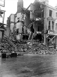 WW2 Air Raid Bomb Damage Dover 1940 The wreckage of a parade of shops destroyed