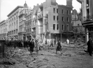 WW2 Air Raid Bomb Damage London September 1941 Shoppers