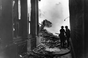 WW2 Air Raid buildings crumble because of Bomb Attack Dbase MSI