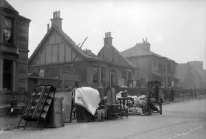 Blitzkreig Prints: WW2 Air Raid Damage Bomb damage at Clydeside Glasgow 14th March 1941