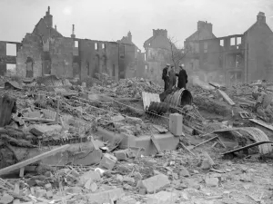 Blitzkreig Prints: WW2 Air Raid Damage Bomb damage at Glasgow Clydeside 14th March 1941