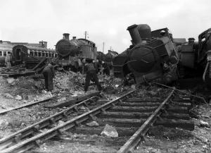 WW2 Air Raid Damage Bomb damage at Newton Abbot Railway Station