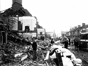 00110 Prints: WW2 Air Raid Damage Rogerstone October 1941 Bomb damage at Rogerstone