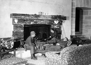 1945 Prints: WW2 Berchtesgaden May 1945 Soldiers of the 101st Airborne Div take it easy