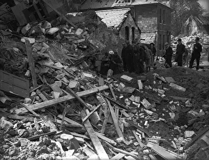 Baedeker Blitz Prints: WW2 Bomb Damage in Bath. Residents look over the remains of their homes after bombing