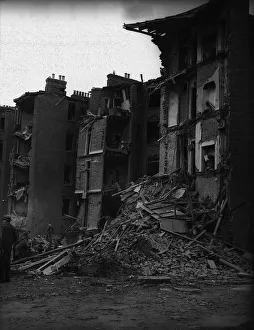 WW2 bomb damage to buildings in Maida Vale, London. Circa 1941