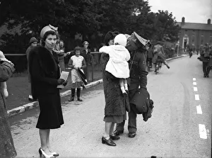 Emotions Prints: WW2 British Soldiers in England march along the road past families