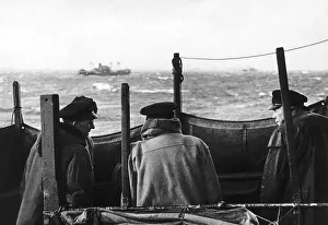 Observer Prints: WW2 Captain and his crew keep watch from the bridge of a ship in an Atlantic convoy