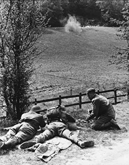 Infantry Prints: WW2 Home Guard firing mortar shells April 1944 at a training camp