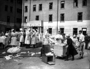 Nurse Prints: WW2 Lewisham Hospital Air Raid Bomb Damage July 1944 The nursing staff of Lewisham