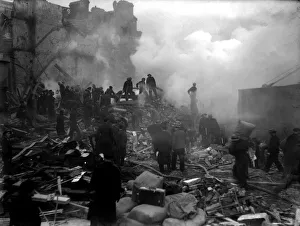 00205 Prints: WW2 London Air Raid Bomb Damage V2 Rocket Attack 1944 Members of the Fire Service