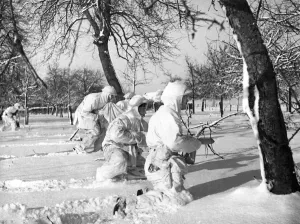 Camouflage Prints: WW2 The White Patrol January 1945 British Recce Party in Germany very much on the alert