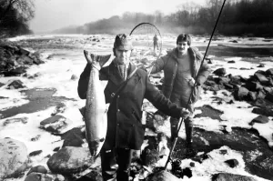 River Prints: Wylam Angling Club members Graham Heaney (left) with John Eden with the first salmon