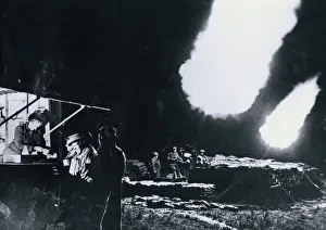 Shadows Prints: A Y. M. C. A Mobile canteen on an anti aircraft gun battery during the blitz on London
