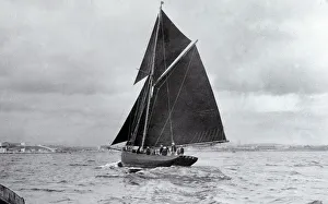 Yachting Prints: The yacht Jolie Brise seen here entering Plymouth Sound to cross the finishing line of