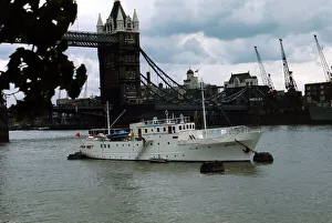 Yacht Kalizma belonging to Elizabeth Taylor is moored off Tower Pier London Ships