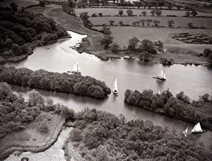 Rivers And Seas Prints: YachtsO sailing on the upper reaches of the river Thames Outdoor Leisure Pursuit