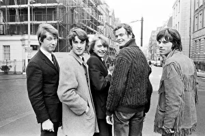 The Yardbirds pop group pictured outside the Europa Hotel in London after returning