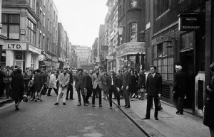 The Yardbirds'pop group standing on Carnaby Street, London
