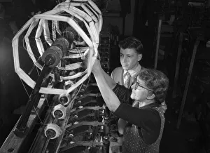 Yarn being spun at the The Shawl Factory of GH Hurt and Son in Nottingham 31st March