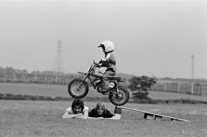 Ramp Collection: Four year old Jarno Barratt of Corby, Northamptonshire, performs a stunt on his 50 cc