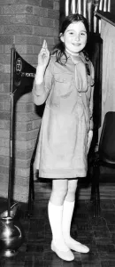 Brownies Prints: Nine year old Marion Scott in a 1923 Brownie uniform whcih cost £9. 6d