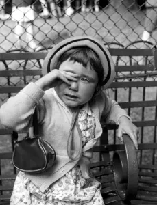 Four year old Mary Keevey crying after getting lost during a visit to London Zoo