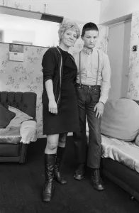 Mother Prints: Fifteen year old skinhead Chris Harward poses at home with his mother Joan at their flat