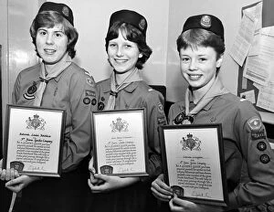 Images Dated 6th March 1984: Years of hard work finally paid off for three Yarm guides when they were awarded their