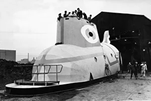01037 Prints: The Yellow Submarine in Liverpool, a large model representation of the submarine featured