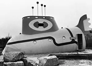 01037 Prints: The Yellow Submarine in Liverpool, a large model representation of the submarine featured