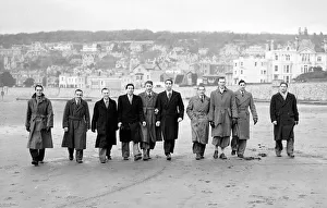 Yeovil Town football club training on the beach for their upcoming FA Cup fourth round