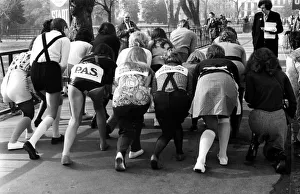 Pancake Prints: On yer marks - all ready for the off in the Shrove Tuesday Pancake race at London