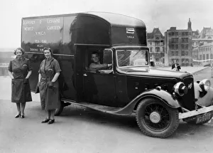 A YMCA mobile canteen in operation in Cardiff City centre during the Second World War