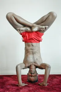 Excercise Prints: Yoga positions. Position is called Lotus in Tripod Headstand