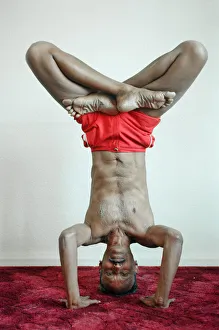 01248 Prints: Yoga positions. Position is called Lotus in Tripod Headstand