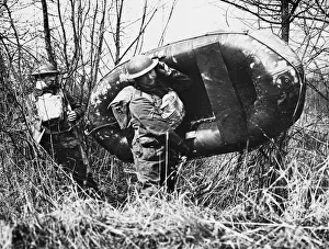Woods Prints: The York and Lancaster Regiment at river exercises with collapsible boats