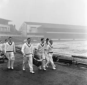 Winter Prints: Yorkshire County Cricket Club, players head to the practice shed with snow still